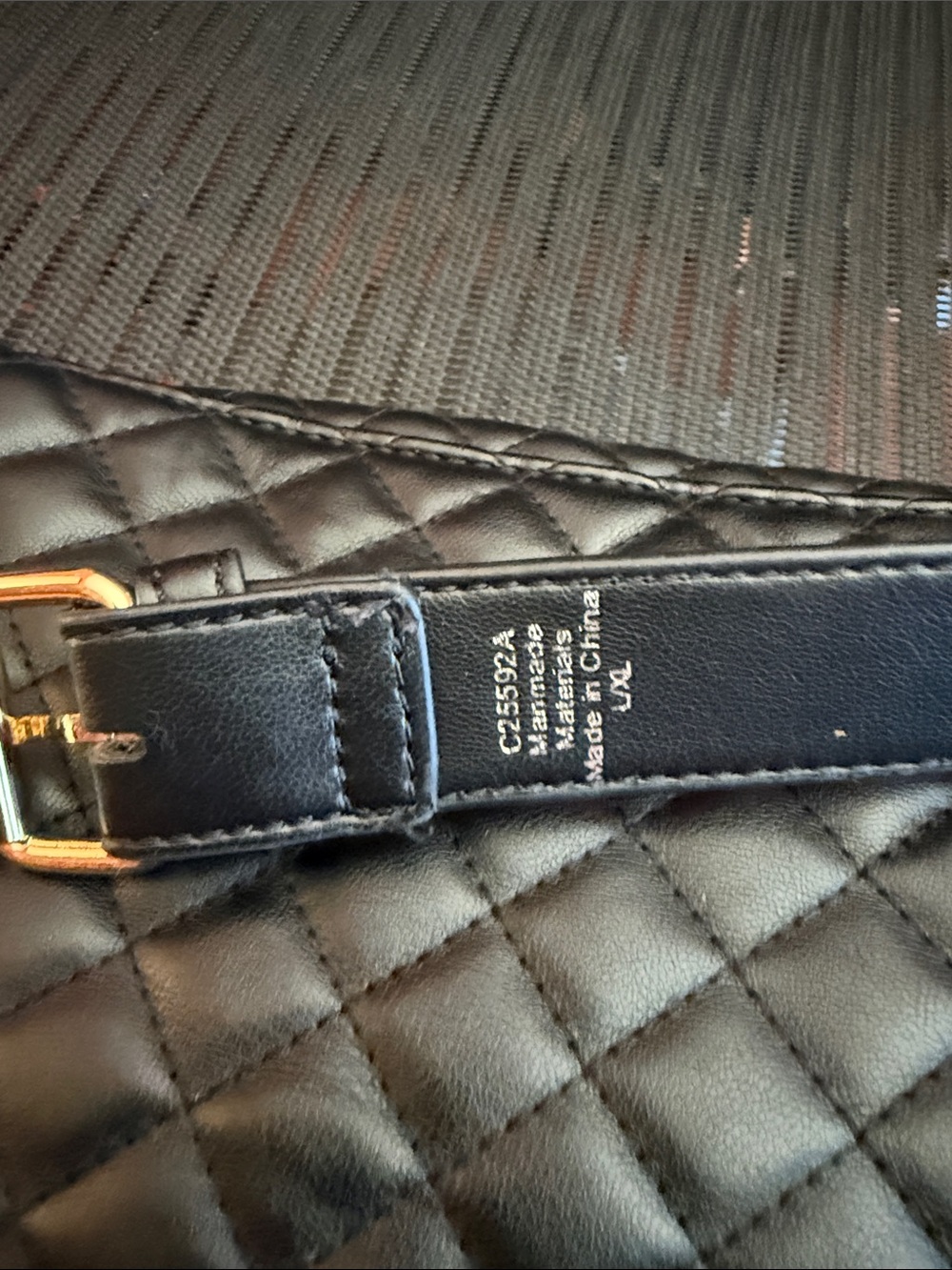 Quilted Black Faux Soft Leather Belt Bag with Gold Zippers - Picture 3 of 5
